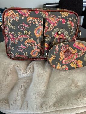 Patricia Nash Olive paisley convertable crossbody/belt bag & coin pouch